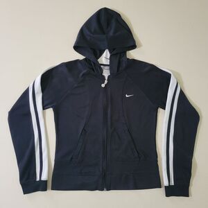 Nike Women's Black Hooded Zip-Up Long Sleeve Jacket